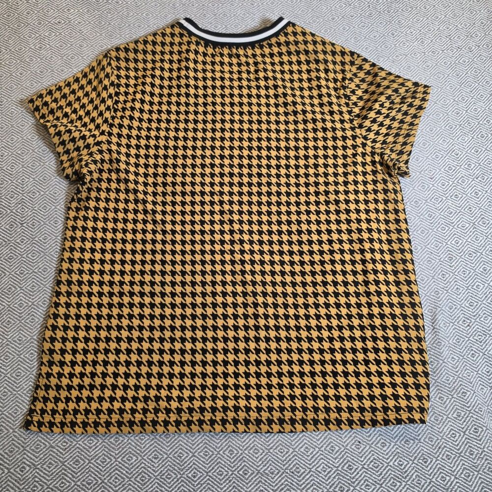Harvé Benard Houndstooth Knit Top Y2K Black Gold Statement Print Size M
